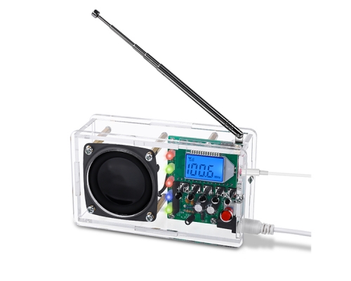 DIY Kit FM Radio Module, Adjustable 76-108MHz Wireless Receiver LCD Display, DC 5V FM Digital Radio Electronic Soldering Kits